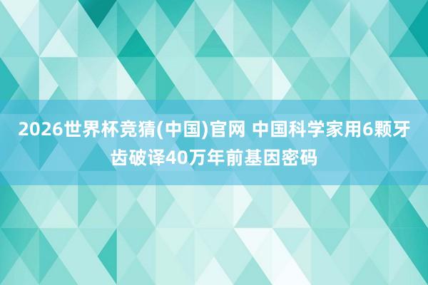 2026世界杯竞猜(中国)官网 中国科学家用6颗牙齿破译40万年前基因密码