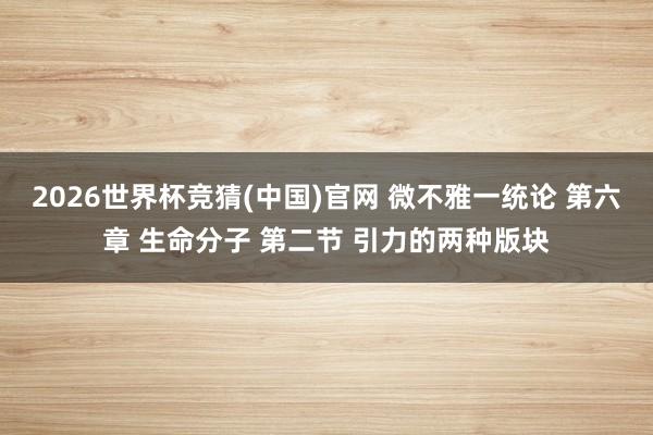 2026世界杯竞猜(中国)官网 微不雅一统论 第六章 生命分子 第二节 引力的两种版块