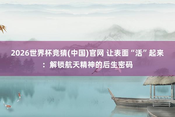 2026世界杯竞猜(中国)官网 让表面“活”起来:解锁航天精神的后生密码