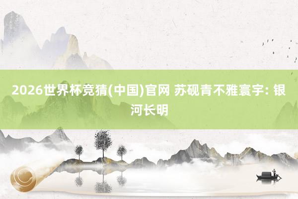2026世界杯竞猜(中国)官网 苏砚青不雅寰宇: 银河长明