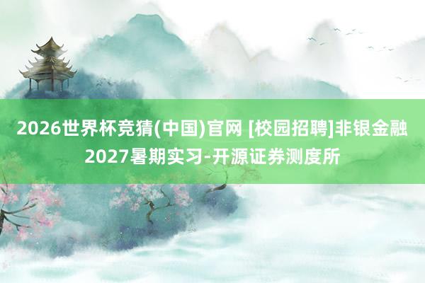 2026世界杯竞猜(中国)官网 [校园招聘]非银金融2027暑期实习-开源证券测度所