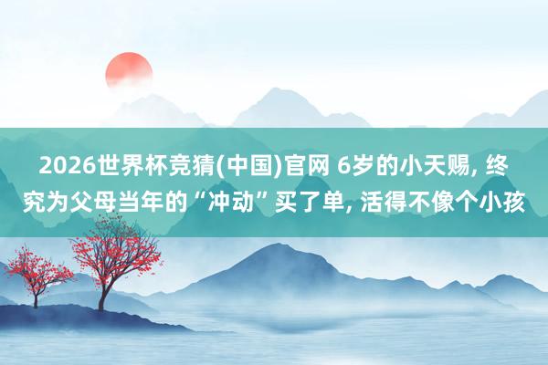 2026世界杯竞猜(中国)官网 6岁的小天赐, 终究为父母当年的“冲动”买了单, 活得不像个小孩