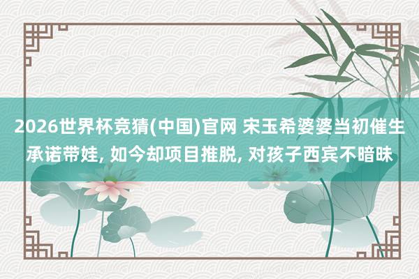 2026世界杯竞猜(中国)官网 宋玉希婆婆当初催生承诺带娃, 如今却项目推脱, 对孩子西宾不暗昧