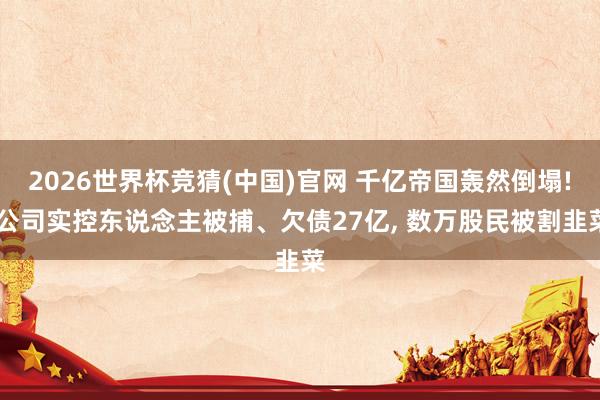 2026世界杯竞猜(中国)官网 千亿帝国轰然倒塌! 公司实控东说念主被捕、欠债27亿, 数万股民被割韭菜