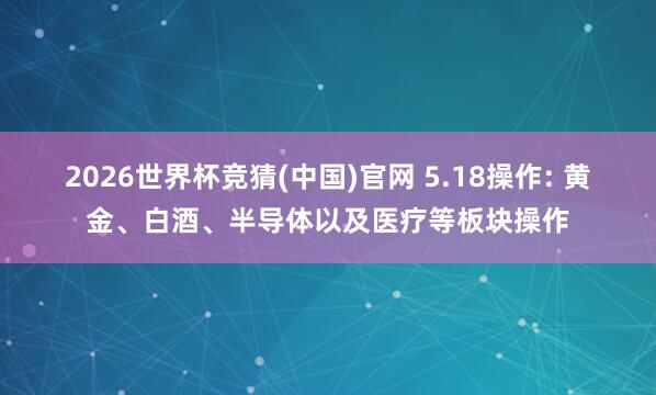 2026世界杯竞猜(中国)官网 5.18操作: 黄金、白酒、半导体以及医疗等板块操作