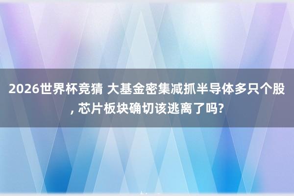 2026世界杯竞猜 大基金密集减抓半导体多只个股, 芯片板块确切该逃离了吗?