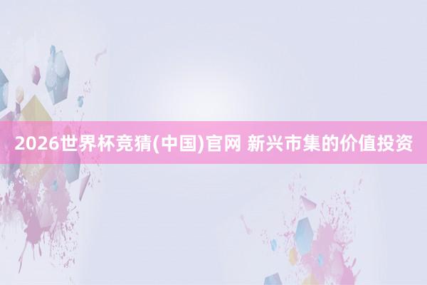 2026世界杯竞猜(中国)官网 新兴市集的价值投资