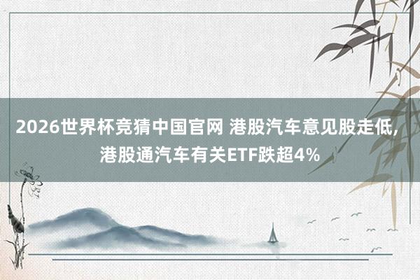 2026世界杯竞猜中国官网 港股汽车意见股走低, 港股通汽车有关ETF跌超4%