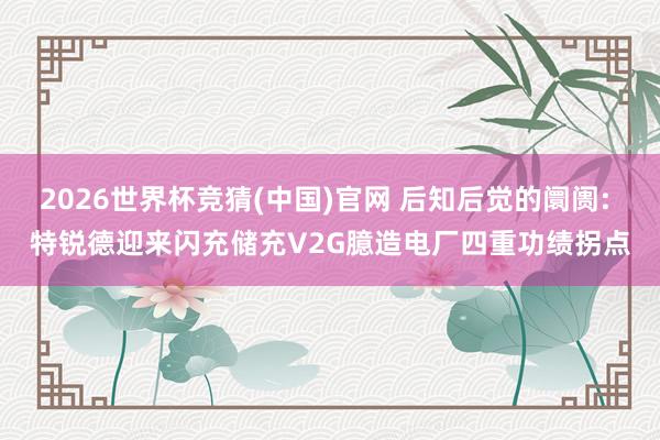 2026世界杯竞猜(中国)官网 后知后觉的阛阓: 特锐德迎来闪充储充V2G臆造电厂四重功绩拐点