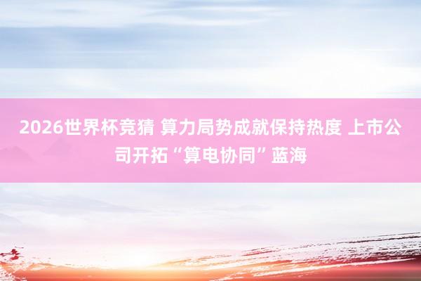2026世界杯竞猜 算力局势成就保持热度 上市公司开拓“算电协同”蓝海