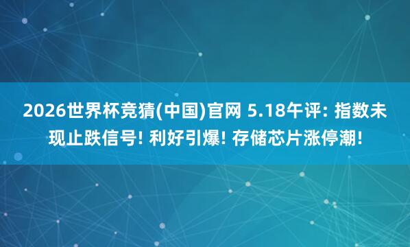 2026世界杯竞猜(中国)官网 5.18午评: 指数未现止跌信号! 利好引爆! 存储芯片涨停潮!