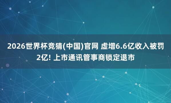 2026世界杯竞猜(中国)官网 虚增6.6亿收入被罚2亿! 上市通讯管事商锁定退市