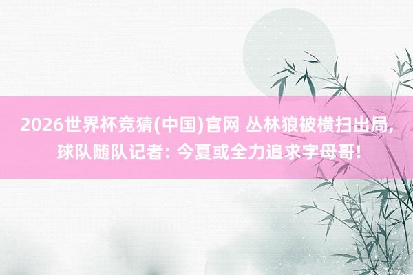 2026世界杯竞猜(中国)官网 丛林狼被横扫出局, 球队随队记者: 今夏或全力追求字母哥!