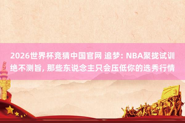 2026世界杯竞猜中国官网 追梦: NBA聚拢试训绝不测旨, 那些东说念主只会压低你的选秀行情