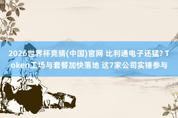 2026世界杯竞猜(中国)官网 比利通电子还猛? Token工场与套餐加快落地 这7家公司实锤参与