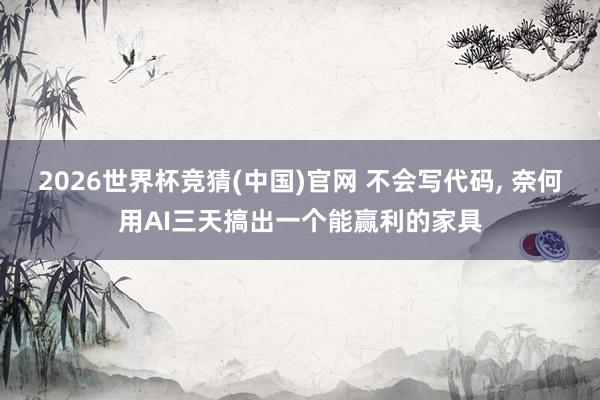 2026世界杯竞猜(中国)官网 不会写代码, 奈何用AI三天搞出一个能赢利的家具