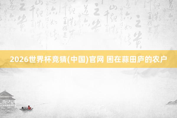 2026世界杯竞猜(中国)官网 困在蒜田庐的农户