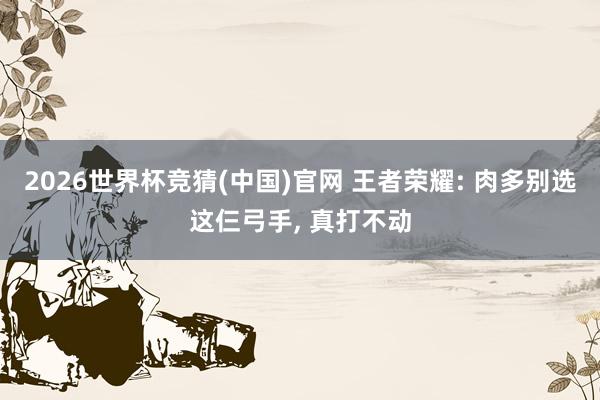 2026世界杯竞猜(中国)官网 王者荣耀: 肉多别选这仨弓手, 真打不动