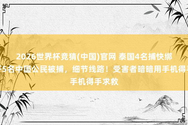 2026世界杯竞猜(中国)官网 泰国4名捕快绑架恐吓5名中国公民被捕,细节线路!受害者暗暗用手机得手求救