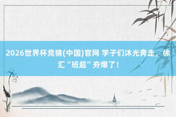 2026世界杯竞猜(中国)官网 学子们沐光奔走,徐汇“班超”夯爆了!