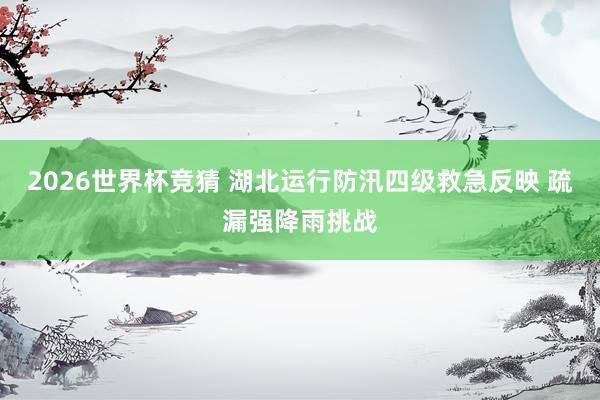 2026世界杯竞猜 湖北运行防汛四级救急反映 疏漏强降雨挑战