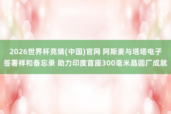 2026世界杯竞猜(中国)官网 阿斯麦与塔塔电子签署祥和备忘录 助力印度首座300毫米晶圆厂成就
