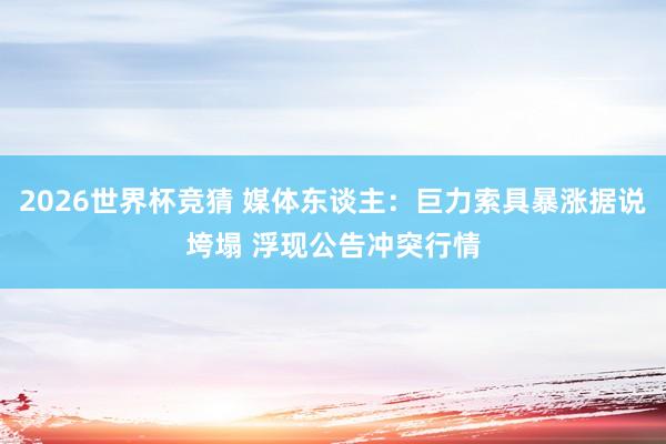 2026世界杯竞猜 媒体东谈主:巨力索具暴涨据说垮塌 浮现公告冲突行情