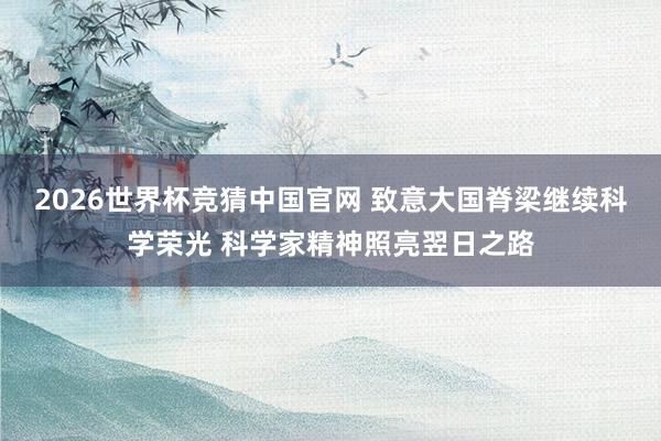 2026世界杯竞猜中国官网 致意大国脊梁继续科学荣光 科学家精神照亮翌日之路