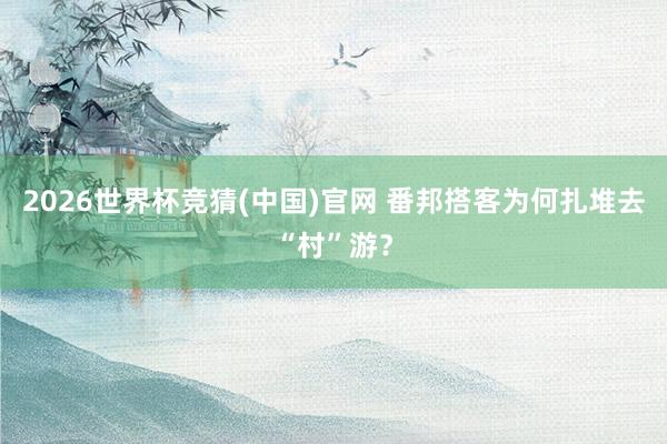 2026世界杯竞猜(中国)官网 番邦搭客为何扎堆去“村”游?