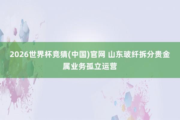 2026世界杯竞猜(中国)官网 山东玻纤拆分贵金属业务孤立运营