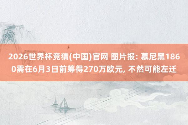 2026世界杯竞猜(中国)官网 图片报: 慕尼黑1860需在6月3日前筹得270万欧元, 不然可能左迁