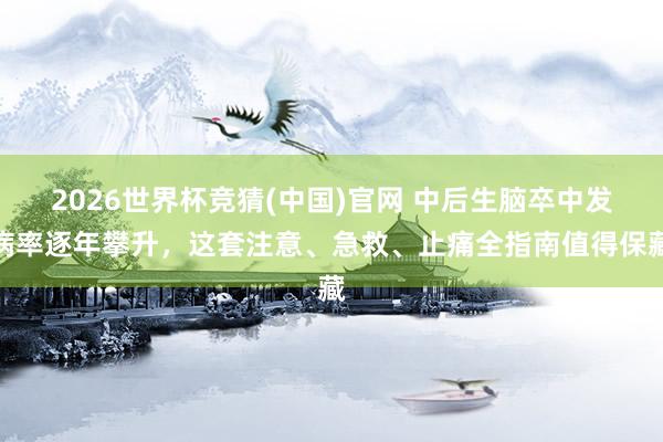 2026世界杯竞猜(中国)官网 中后生脑卒中发病率逐年攀升,这套注意、急救、止痛全指南值得保藏