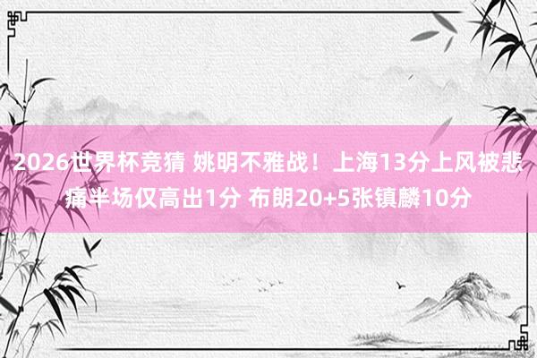 2026世界杯竞猜 姚明不雅战!上海13分上风被悲痛半场仅高出1分 布朗20+5张镇麟10分