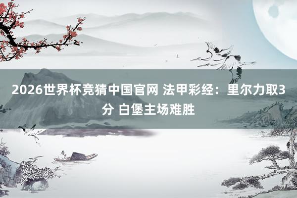 2026世界杯竞猜中国官网 法甲彩经:里尔力取3分 白堡主场难胜