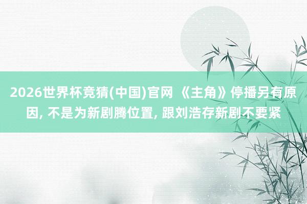 2026世界杯竞猜(中国)官网 《主角》停播另有原因， 不是为新剧腾位置， 跟刘浩存新剧不要紧