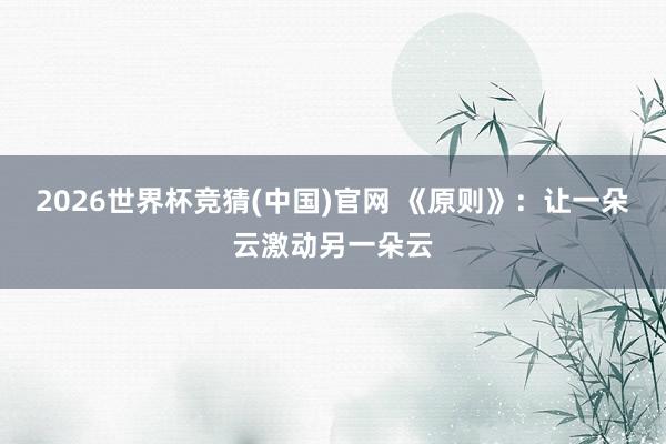 2026世界杯竞猜(中国)官网 《原则》:让一朵云激动另一朵云
