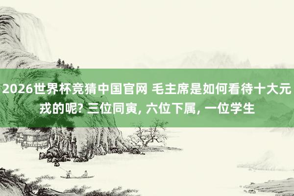 2026世界杯竞猜中国官网 毛主席是如何看待十大元戎的呢? 三位同寅, 六位下属, 一位学生