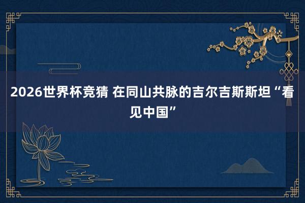 2026世界杯竞猜 在同山共脉的吉尔吉斯斯坦“看见中国”