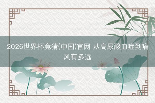 2026世界杯竞猜(中国)官网 从高尿酸血症到痛风有多远