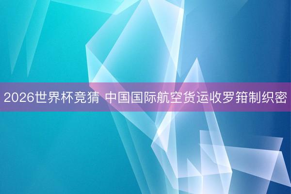 2026世界杯竞猜 中国国际航空货运收罗箝制织密