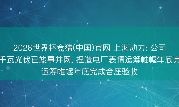 2026世界杯竞猜(中国)官网 上海动力: 公司本部46.8万千瓦光伏已竣事并网, 捏造电厂表情运筹帷幄年底完成合座验收