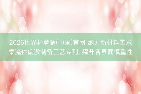 2026世界杯竞猜(中国)官网 纳力新材料苦求集流体偏激制备工艺专利, 擢升各界面慎重性