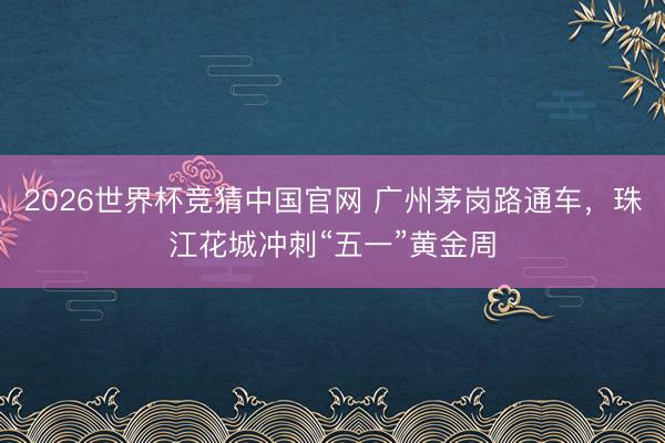 2026世界杯竞猜中国官网 广州茅岗路通车,珠江花城冲刺“五一”黄金周